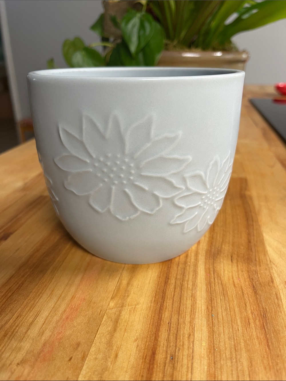 Classic Blue Gray Floral Ceramic Planter - Brand